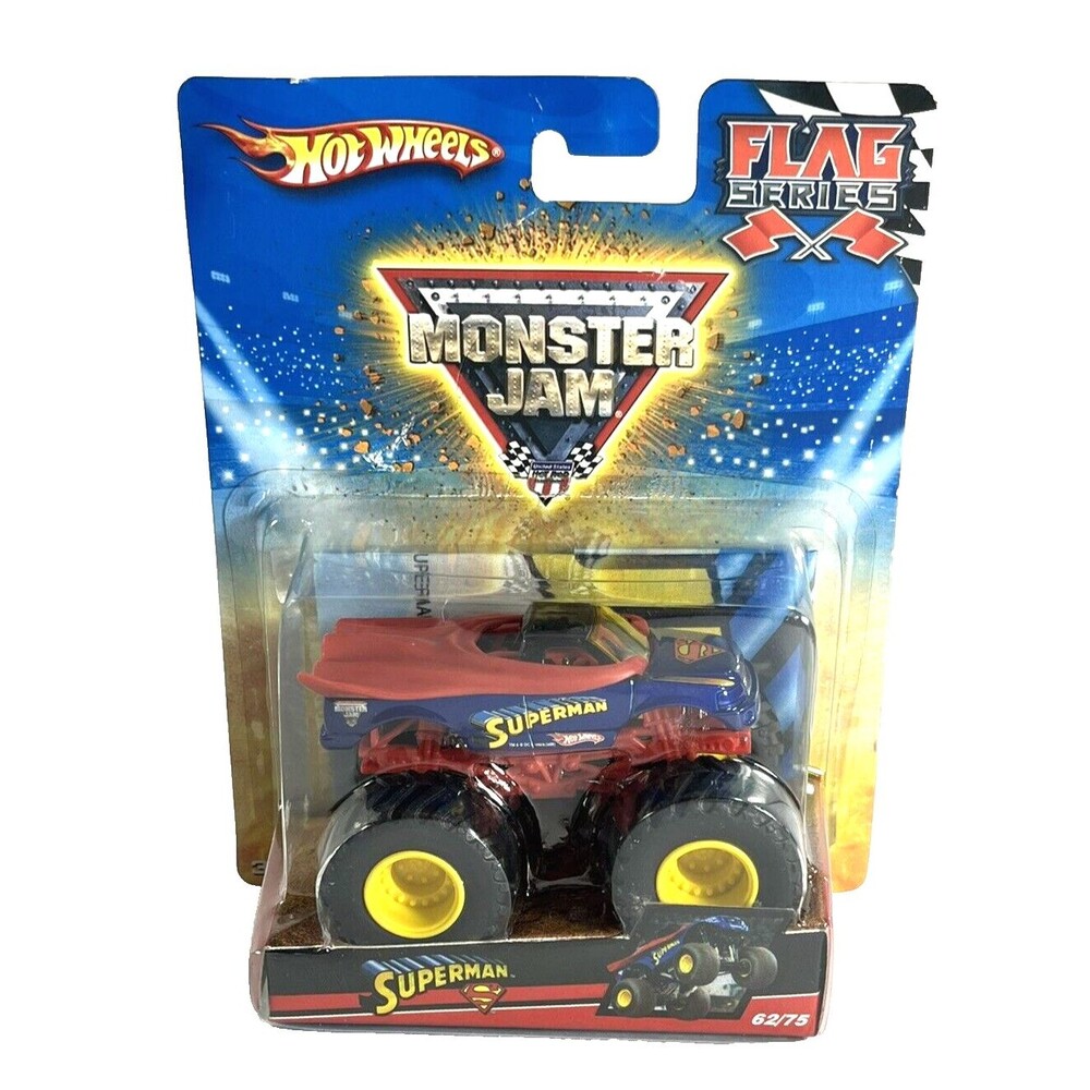 Hot Wheels Monster Jam Flag Series SUPERMAN #62/75, New Factory Sealed